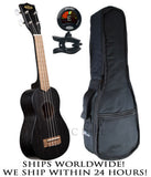 **KALA KA-15S-BLK BLACK MAHOGANY SOPRANO UKULELE W/SNARK TUNER & DELUXE BAG!!**