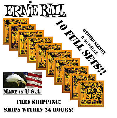 *10 PACK ERNIE BALL HYBRID SLINKY 9-46 ELECTRIC GUITAR STRINGS 2222 (10 SETS)*