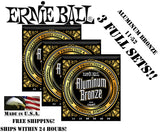 ** 3 SETS! ERNIE BALL ACOUSTIC ALUMINUM BRONZE GUITAR STRINGS 2568 (11-52) **