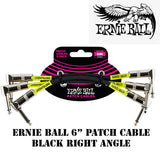 **3-PACK ERNIE BALL 6" RIGHT ANGLE BLACK PATCH CABLES 6050**