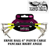 **3-PACK ERNIE BALL 6" RIGHT ANGLE PANCAKE BLACK PATCH CABLES 6059**