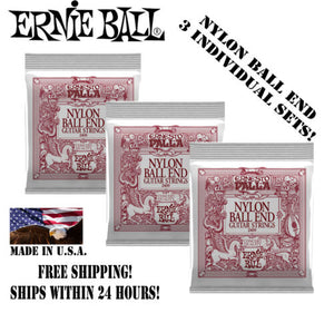 *3 SETS ERNIE BALL BLACK AND GOLD NYLON BALL END CLASSICAL GUITAR STRINGS 2409*