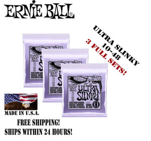 ** 3-PACK ERNIE BALL ULTRA SLINKY 2227 NICKEL ELECTRIC GUITAR STRINGS 10-48 **