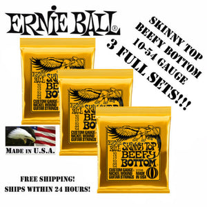 *3 SETS! ERNIE BALL SKINNY TOP BEEFY BOTTOM SLINKY 10-54 GUITAR STRINGS 2216*