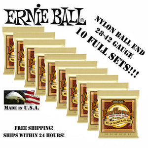 *10 PACK ERNIE BALL NYLON EARTHWOOD BALL END CLASSICAL GUITAR STRINGS 2069*