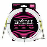 **ERNIE BALL 10' GUITAR/BASS INSTRUMENT CABLE(WHITE) - STRAIGHT TO RIGHT ANGLE**
