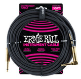 **ERNIE BALL 10' or 18' BRAIDED INSTRUMENT/GUITAR CABLE - 5 COLOR CHOICES**