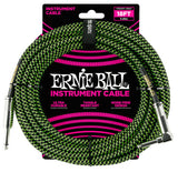 **ERNIE BALL 10' or 18' BRAIDED INSTRUMENT/GUITAR CABLE - 5 COLOR CHOICES**