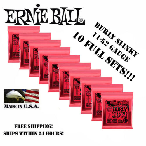 *10 PACK ERNIE BALL BURLY SLINKY 11-52 ELECTRIC GUITAR STRINGS 2221 (10 SETS)*