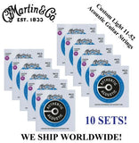 **10 SETS - MARTIN MA175 ACOUSTIC GUITAR STRINGS CUSTOM LIGHT 80/20 (WAS M175)**