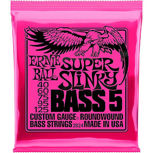 **ERNIE BALL SUPER SLINKY 40-125 ELECTRIC BASS GUITAR STRINGS 2824 (5-STRING)**