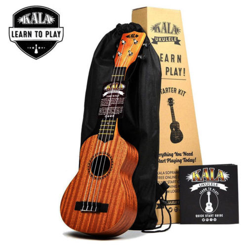**KALA MAHOGANY LEARN TO PLAY STARTER PACK W/BAG, FREE ONLINE LESSONS & TUNER**