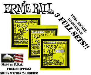 **3 PACK ERNIE BALL 2251 CLASSIC ROCK N ROLL SLINKY ELECTRIC GUITAR STRINGS **