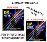 **DR HI-DEF NEON MULTI-COLOR ACOUSTIC GUITAR STRINGS (11-50) -- COATED STRINGS**