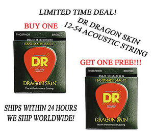 **DR DRAGON SKIN LIGHT ACOUSTIC GUITAR STRINGS (12-54) -- COATED STRINGS**