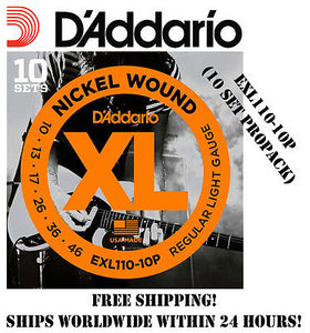 **10 SETS D'ADDARIO EXL110 ELECTRIC GUITAR STRINGS (NICKEL) EXL110-10P 10 PACK**