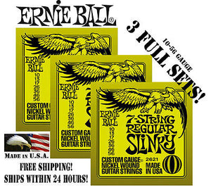 3 PACKS ERNIE BALL 2621 7-STRING ELECTRIC GUITAR STRINGS (3 FULL SET –  Mountain Rock Music
