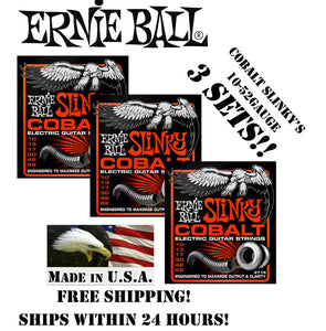 *3-PACK ERNIE BALL COBALT SKINNY TOP HEAVY BOTTOM ELECTRIC GUITAR STRINGS 10-52*